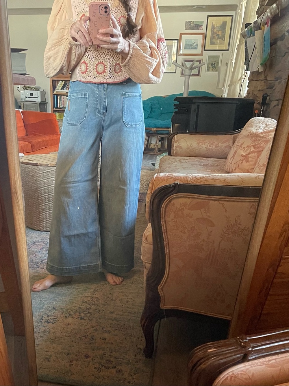 High Rise Wide Leg Denim Pants